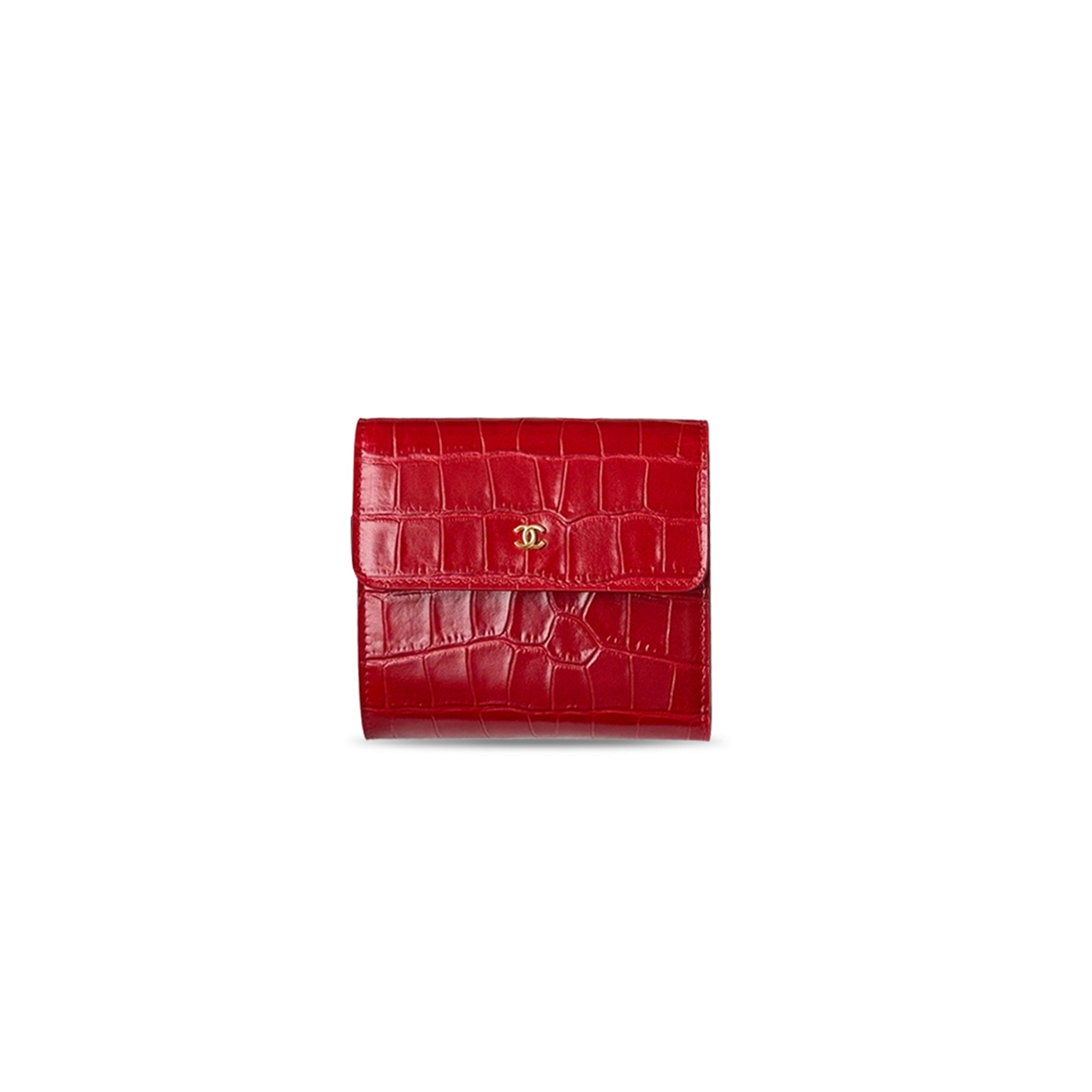 CHANEL CALFSKIN CROCODILE EMBOSSED CROCOCO FLAP WALLET (11.5*10.5*3cm)